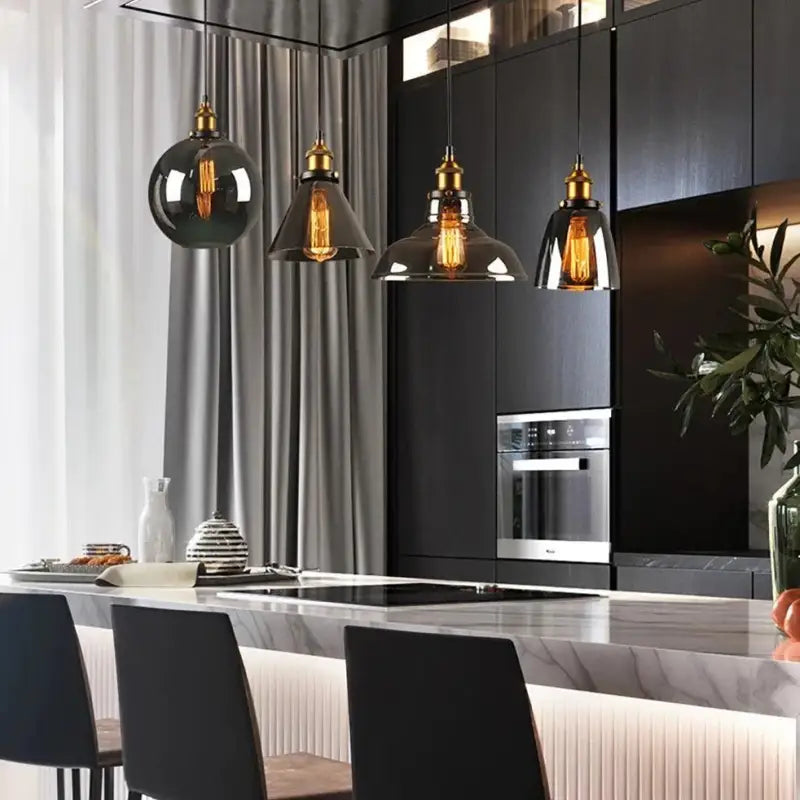 Tinted Glass Hanging Fixture 10-Inch Industrial Ceiling Light for Dining Room Kitchen Island Living Room Modern Pendant Lamp E27 Socket | Thomler