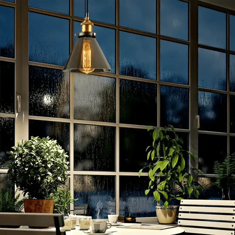 Tinted Glass Hanging Fixture 10-Inch Industrial Ceiling Light for Dining Room Kitchen Island Living Room Modern Pendant Lamp E27 Socket | Thomler