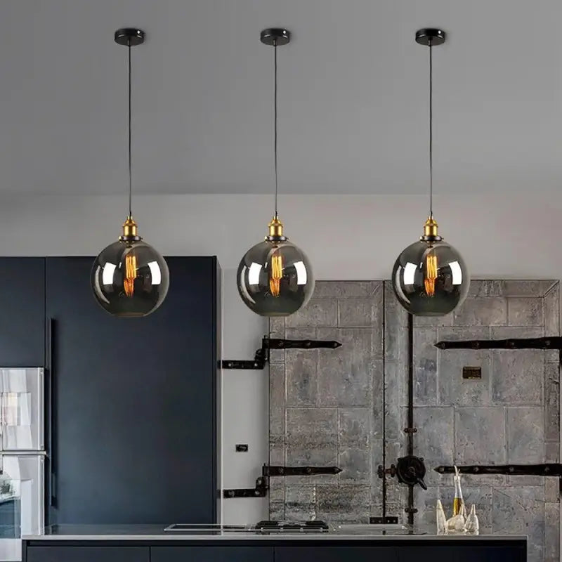 Tinted Glass Hanging Fixture 10-Inch Industrial Ceiling Light for Dining Room Kitchen Island Living Room Modern Pendant Lamp E27 Socket | Thomler