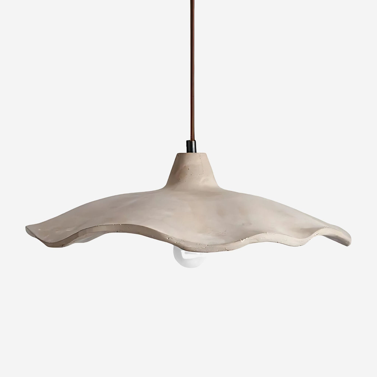 Lámpara de techo escultórica de piedra de 16.5 pulgadas, color beige natural, para comedores y salas de estar, con cable de altura ajustable, lámpara de techo de luz cálida | Thomler