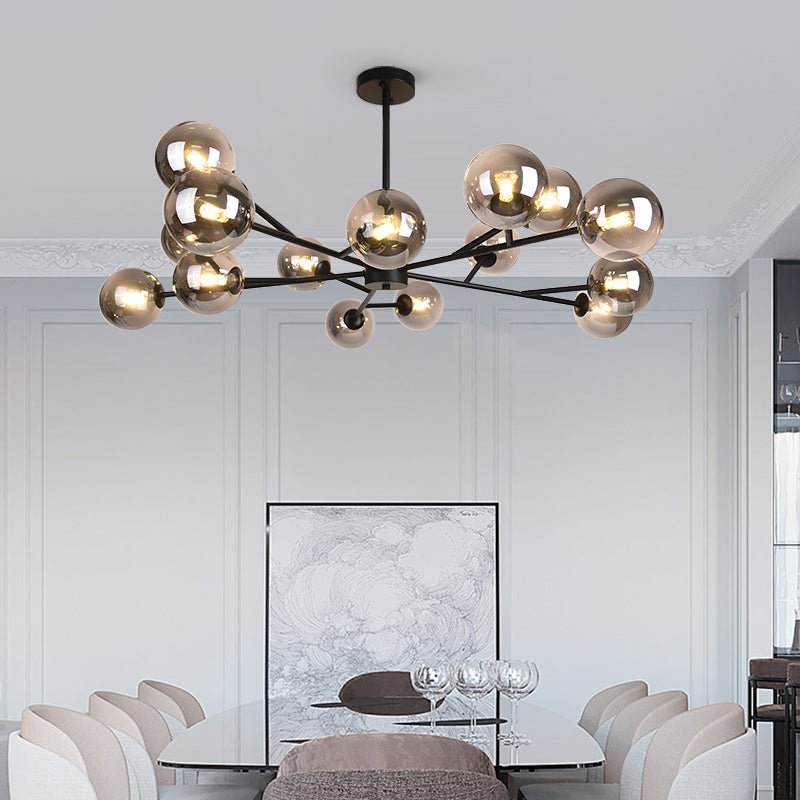 15-Light Linear Glass Globe Fixture for Dining Tables & Islands 44 in Wide Adjustable Dimmable G9 Ceiling Light | Thomler