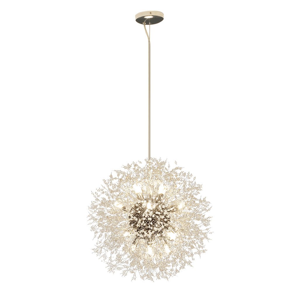 Starburst kristallen kroonluchter 80 cm metaal messing chroom in hoogte verstelbare plafondlamp voor eetkamer en hal met G9-fittingen | Thomler