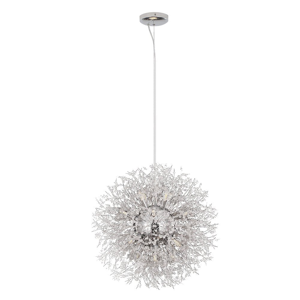 Starburst kristallen kroonluchter 80 cm metaal messing chroom in hoogte verstelbare plafondlamp voor eetkamer en hal met G9-fittingen | Thomler