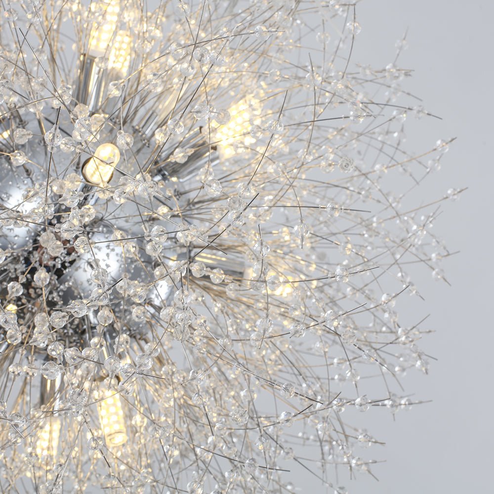 Starburst kristallen kroonluchter 80 cm metaal messing chroom in hoogte verstelbare plafondlamp voor eetkamer en hal met G9-fittingen | Thomler
