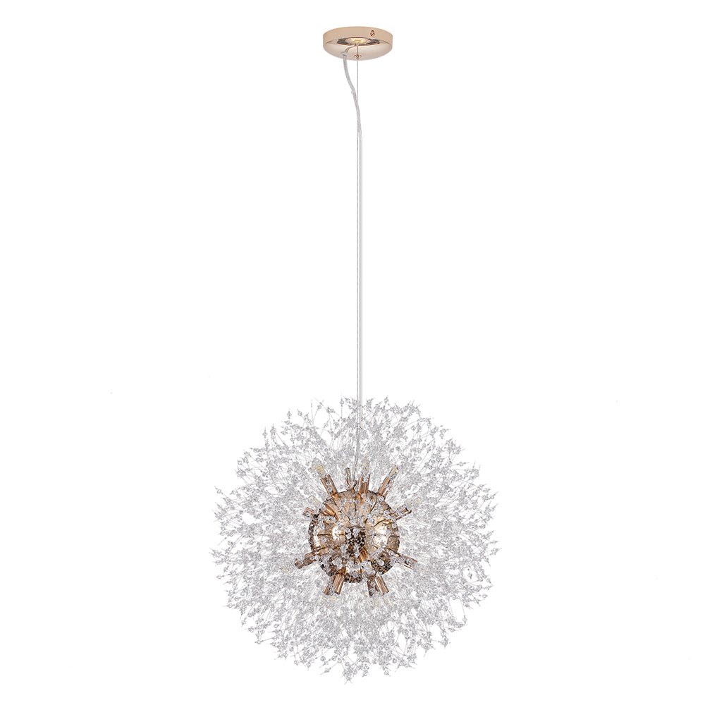 Starburst kristallen kroonluchter 80 cm metaal messing chroom in hoogte verstelbare plafondlamp voor eetkamer en hal met G9-fittingen | Thomler