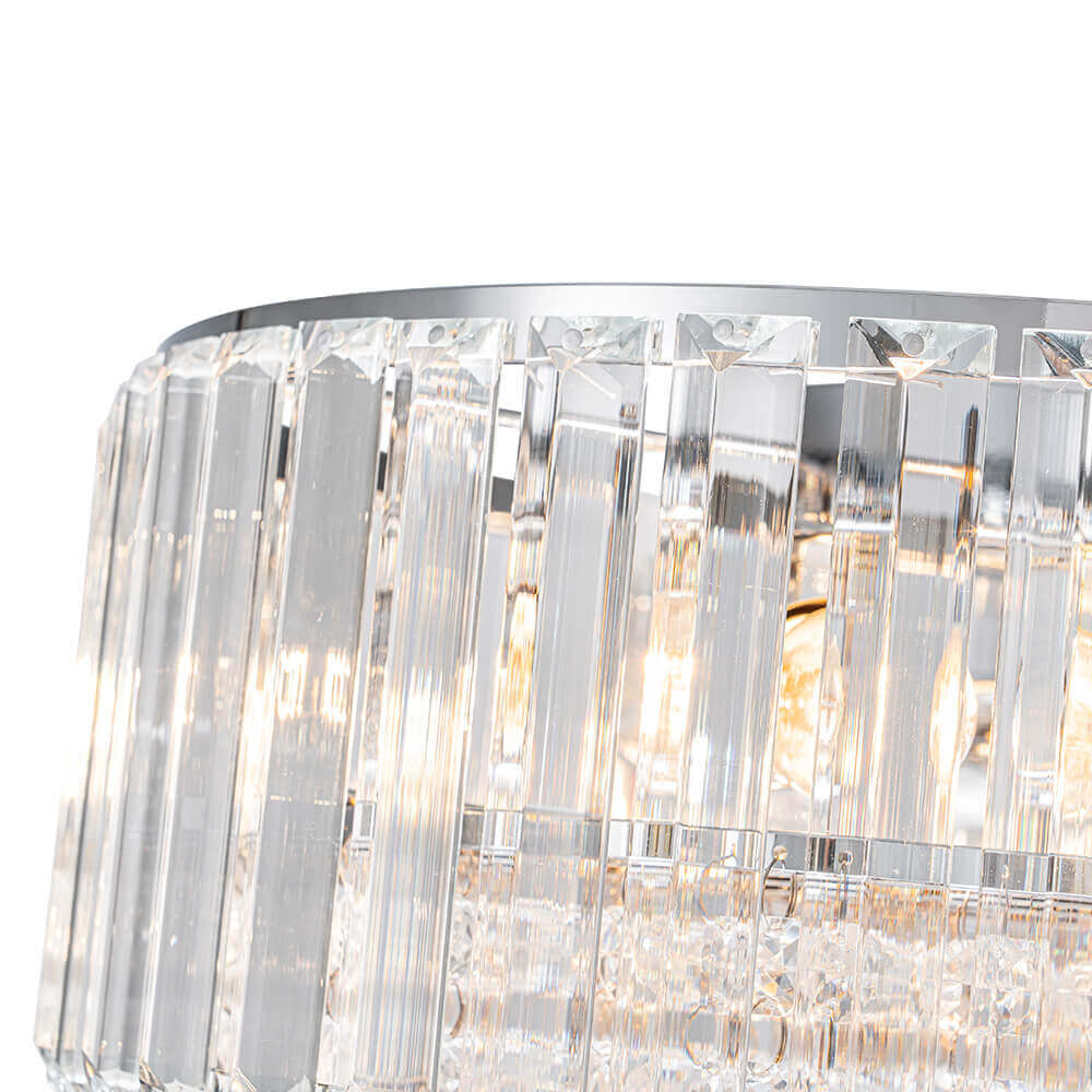 Flush Mount Light Fixture Crystal Accents 3-Bulb Dimmable 14 in Diameter Low Profile for Bedroom Hallway Entry Modern Overhead Lighting Meta | Thomler