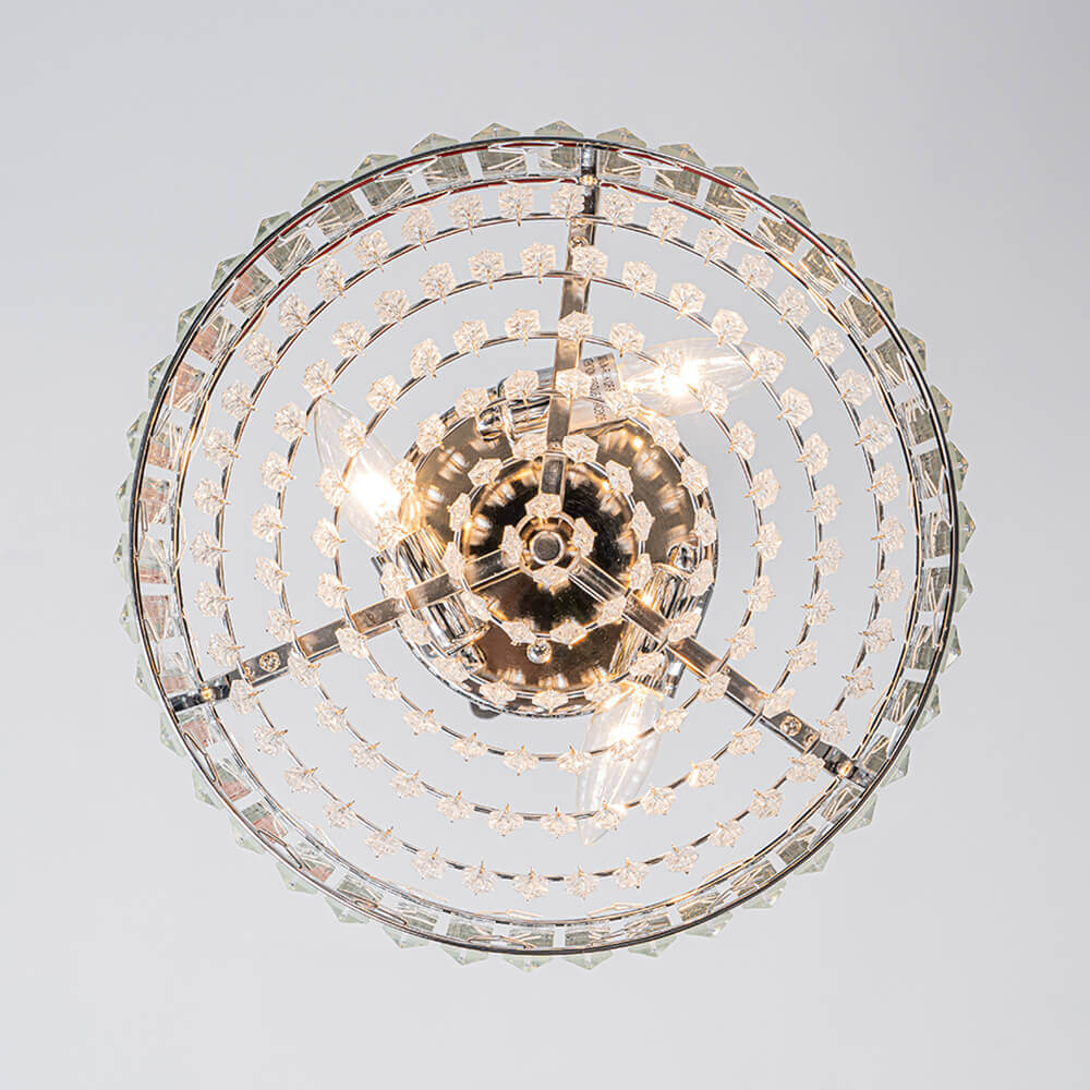Flush Mount Light Fixture Crystal Accents 3-Bulb Dimmable 14 in Diameter Low Profile for Bedroom Hallway Entry Modern Overhead Lighting Meta | Thomler
