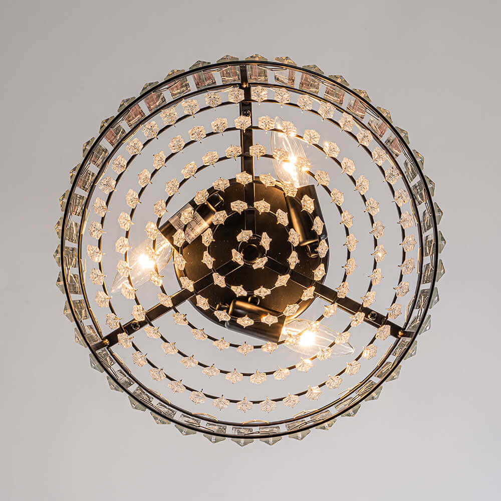 Flush Mount Light Fixture Crystal Accents 3-Bulb Dimmable 14 in Diameter Low Profile for Bedroom Hallway Entry Modern Overhead Lighting Meta | Thomler