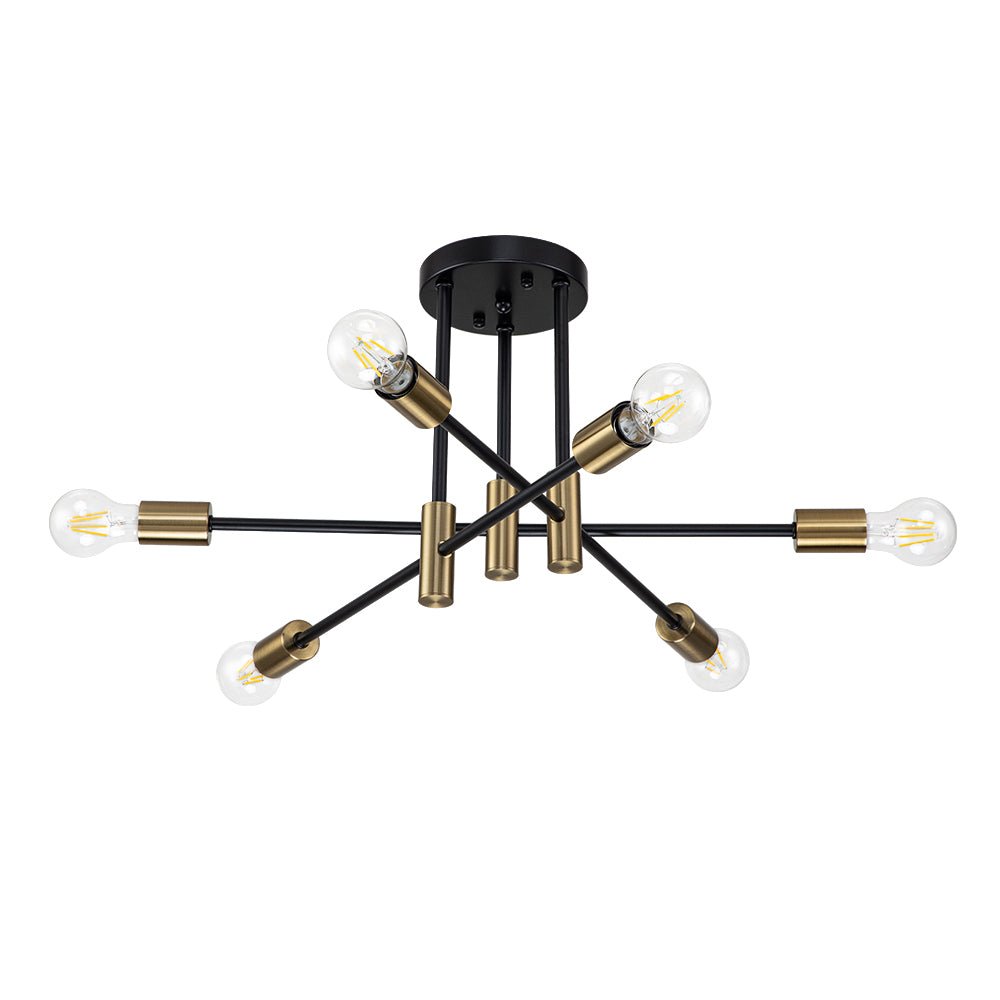 Semi-Flush Sputnik Ceiling Light with Adjustable Multi-Arm Design in Black Metal – Modern Ambient Fixture for Living Rooms, Dining Areas, Be | Thomler