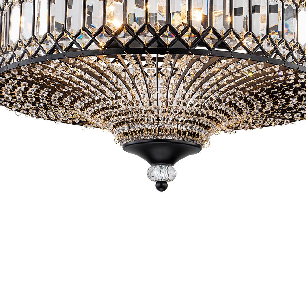 Sparkling Drum Plafondlamp 20 inch Ronde Kristallen Plafondverlichting Dimbaar 6-Lichts voor Slaapkamer Woonkamer | Thomler
