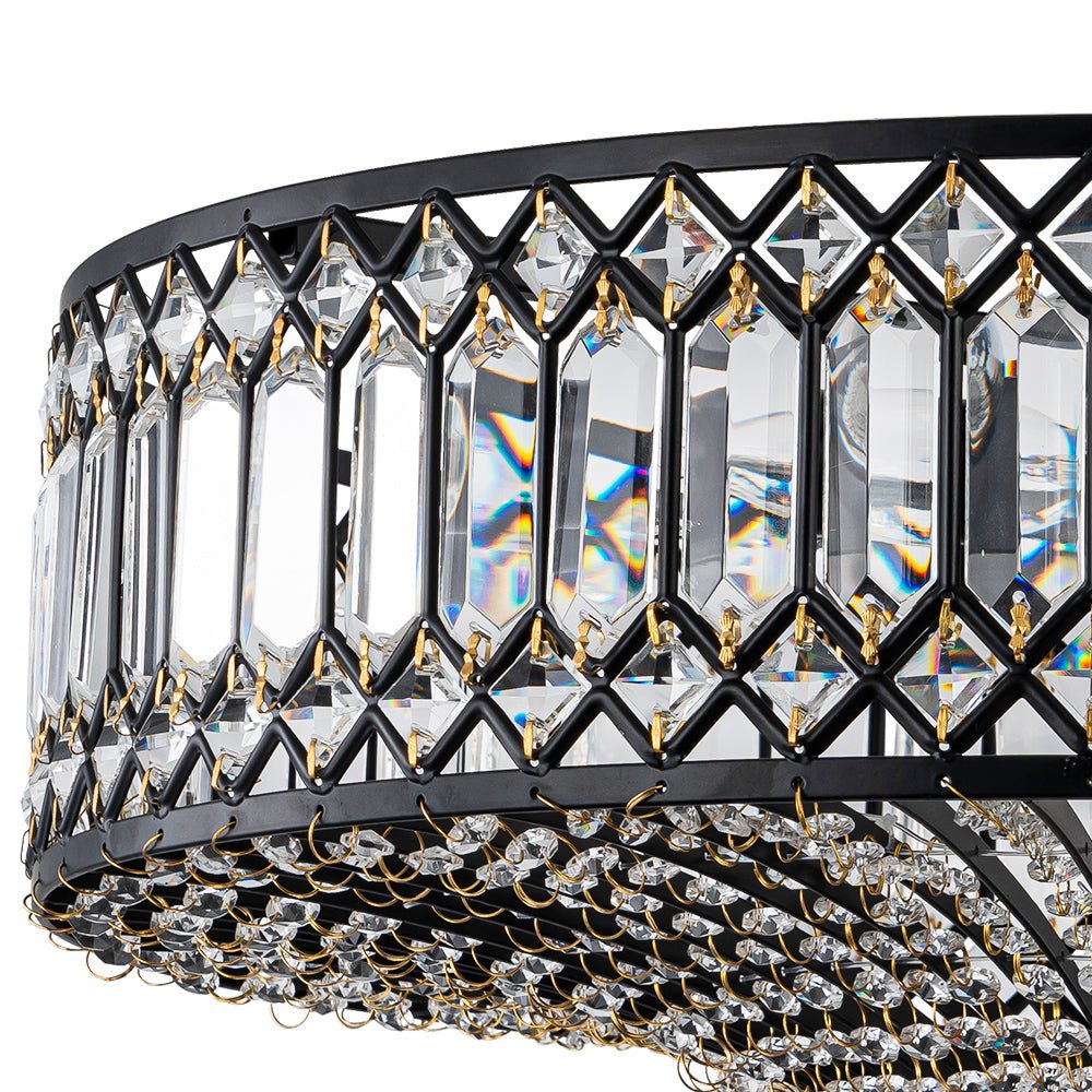 Sparkling Drum Plafondlamp 20 inch Ronde Kristallen Plafondverlichting Dimbaar 6-Lichts voor Slaapkamer Woonkamer | Thomler