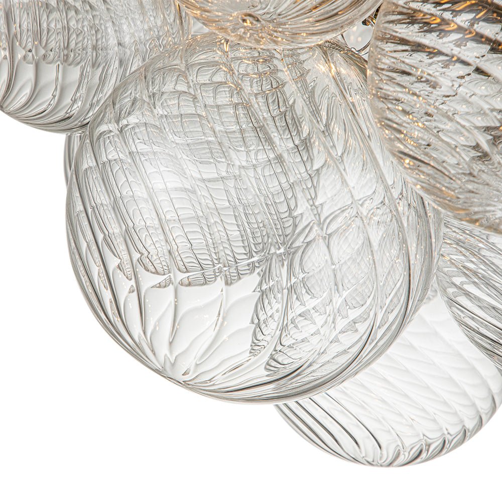 Driegerelame semi-inbouw plafondlamp 21 inch met getextureerde glazen bollen voor badkamer, slaapkamer, woonkamer, sfeerverlichting, E14-fitting | Thomler