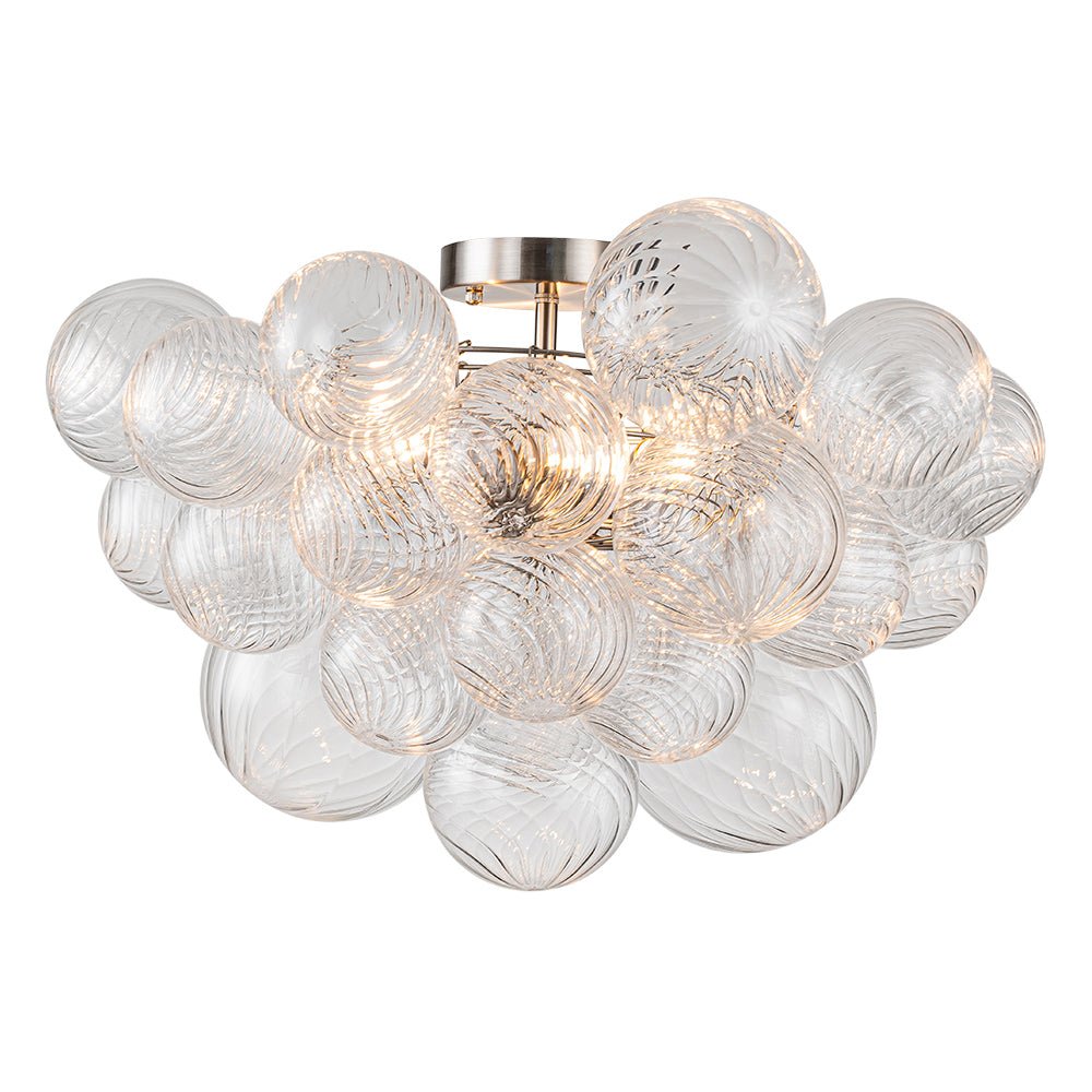 Driegerelame semi-inbouw plafondlamp 21 inch met getextureerde glazen bollen voor badkamer, slaapkamer, woonkamer, sfeerverlichting, E14-fitting | Thomler