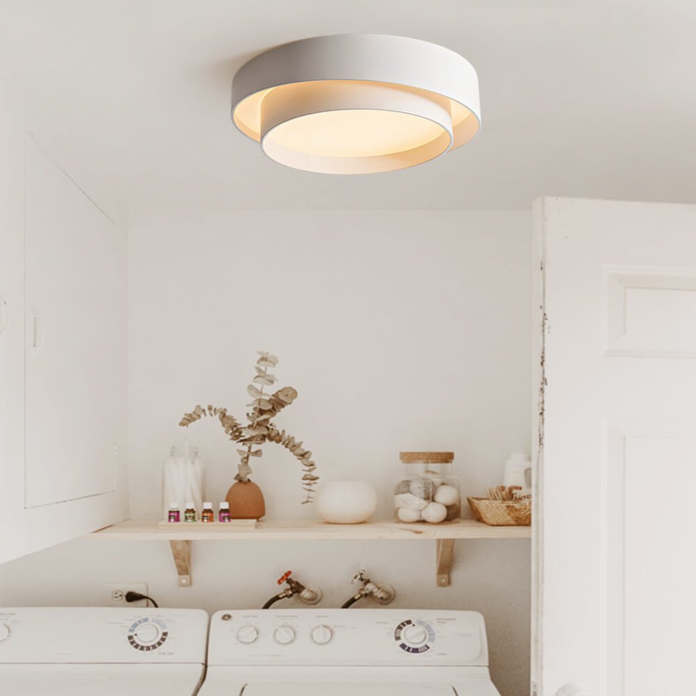 LED Flush Mount Ceiling Light 15 inch Round Metal Low Profile Fixture for Bedrooms Living Rooms Kitchens 1260 Lumens Energy Efficient Contem | Thomler
