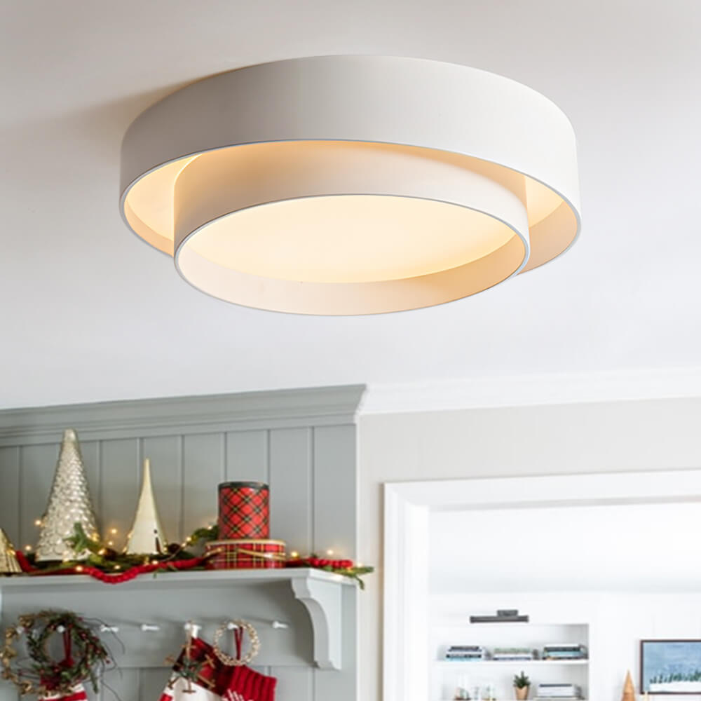 LED Flush Mount Ceiling Light 15 inch Round Metal Low Profile Fixture for Bedrooms Living Rooms Kitchens 1260 Lumens Energy Efficient Contem | Thomler