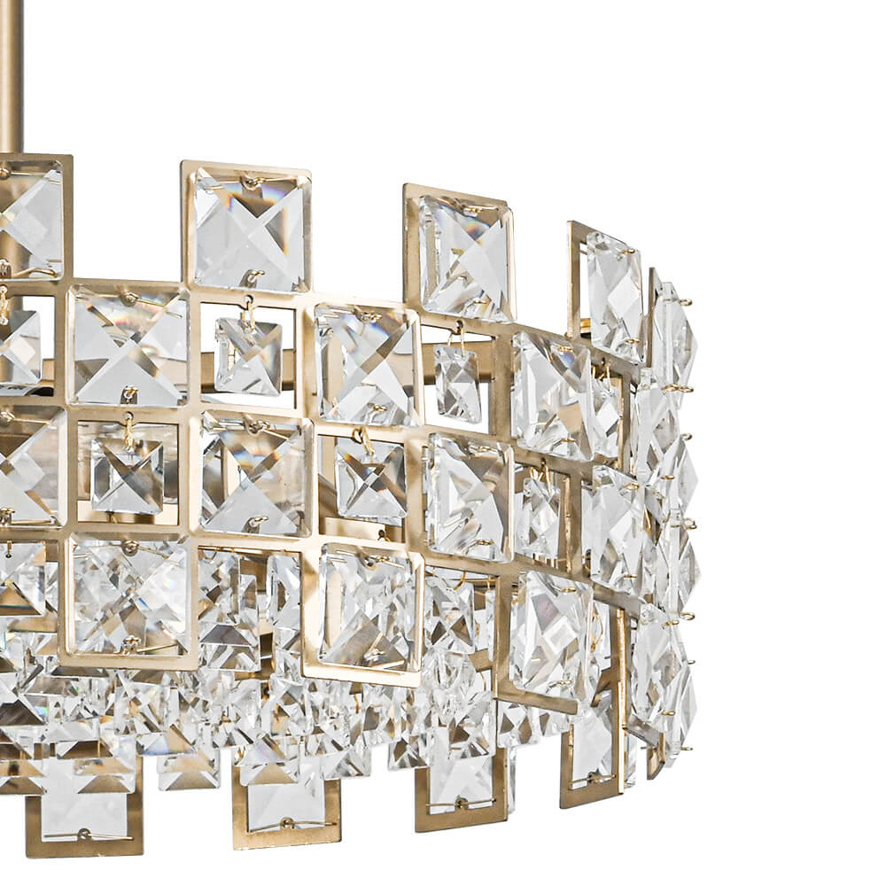 Semi-Flush Crystal Drum Light 15 Inch Dimmable Chrome Brass Metal Glass for Bedroom Living Room Dining Room Hallway Entry Foyer Modern Glam | Thomler