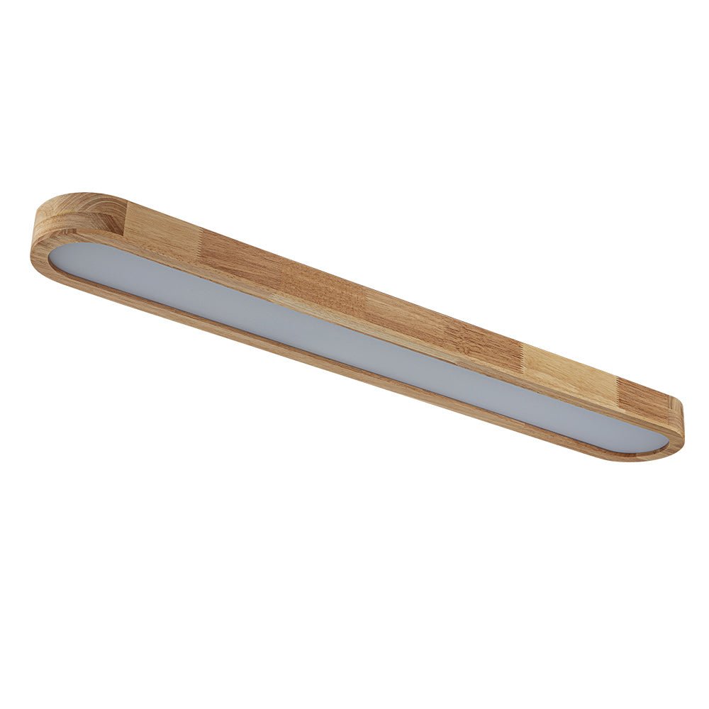 Oval LED Flush Mount Ceiling Light with Wood-Look Frame 37 in Dimmable Kitchen & Living Room Remote Fixture | Thomler