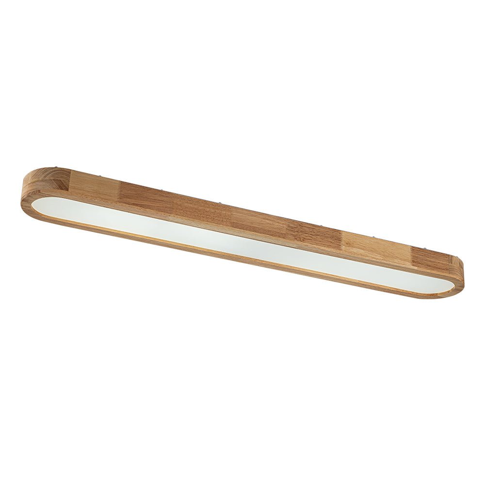 Oval LED Flush Mount Ceiling Light with Wood-Look Frame 37 in Dimmable Kitchen & Living Room Remote Fixture | Thomler