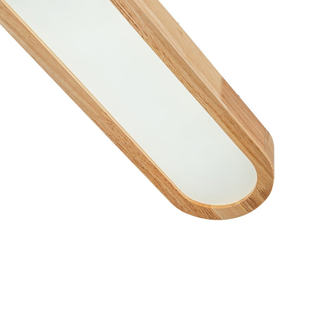 Oval LED Flush Mount Ceiling Light with Wood-Look Frame 37 in Dimmable Kitchen & Living Room Remote Fixture | Thomler
