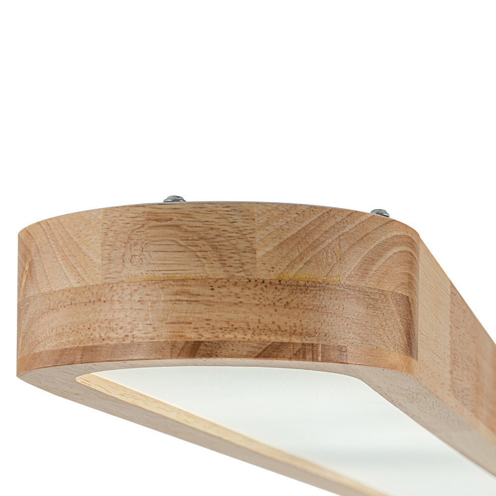 Oval LED Flush Mount Ceiling Light with Wood-Look Frame 37 in Dimmable Kitchen & Living Room Remote Fixture | Thomler