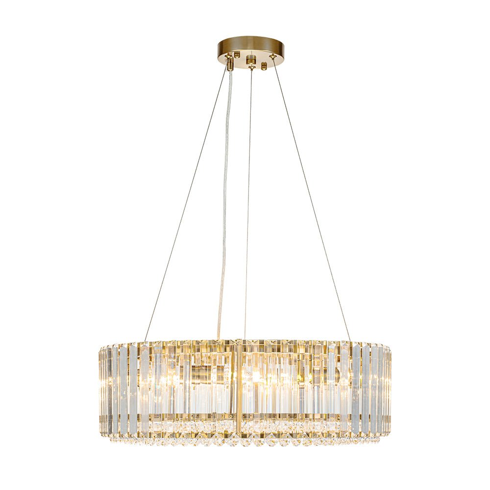 Six-Light Hanging Fixture with Faceted Crystals & Metal Frame for Dining Rooms, Entryways & Living Spaces – Adjustable Height, E14 Base, Gla | Thomler