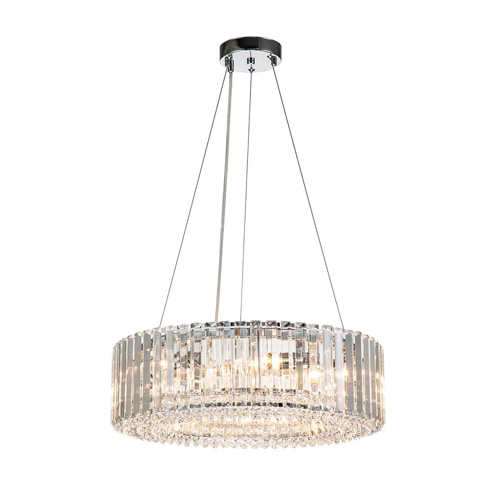 Six-Light Hanging Fixture with Faceted Crystals & Metal Frame for Dining Rooms, Entryways & Living Spaces – Adjustable Height, E14 Base, Gla | Thomler