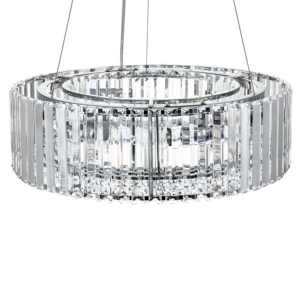 Six-Light Hanging Fixture with Faceted Crystals & Metal Frame for Dining Rooms, Entryways & Living Spaces – Adjustable Height, E14 Base, Gla | Thomler