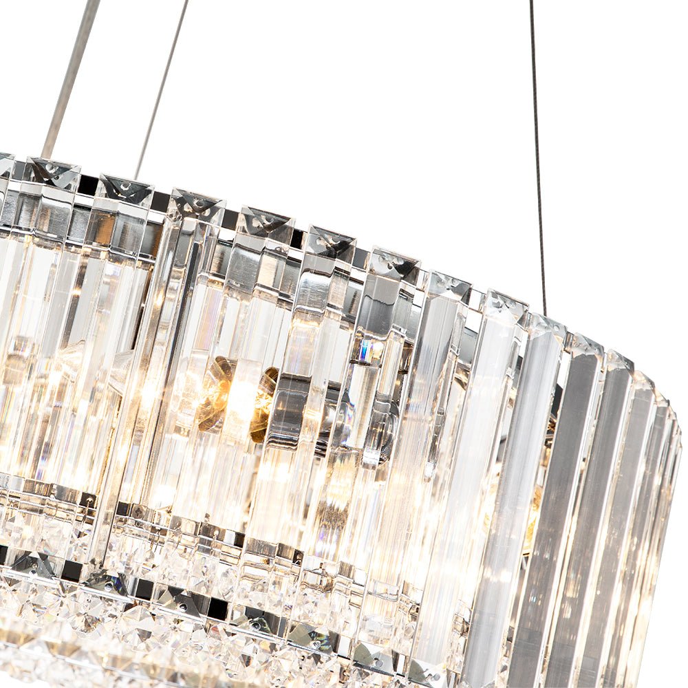 Six-Light Hanging Fixture with Faceted Crystals & Metal Frame for Dining Rooms, Entryways & Living Spaces – Adjustable Height, E14 Base, Gla | Thomler