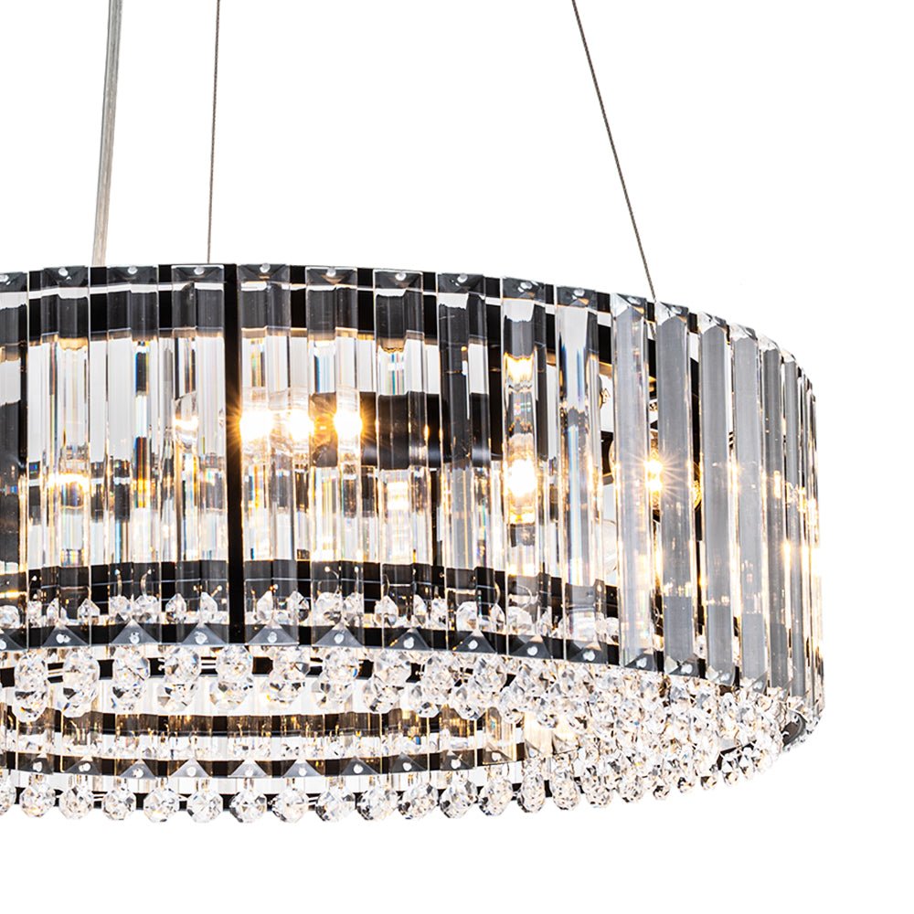 Six-Light Hanging Fixture with Faceted Crystals & Metal Frame for Dining Rooms, Entryways & Living Spaces – Adjustable Height, E14 Base, Gla | Thomler