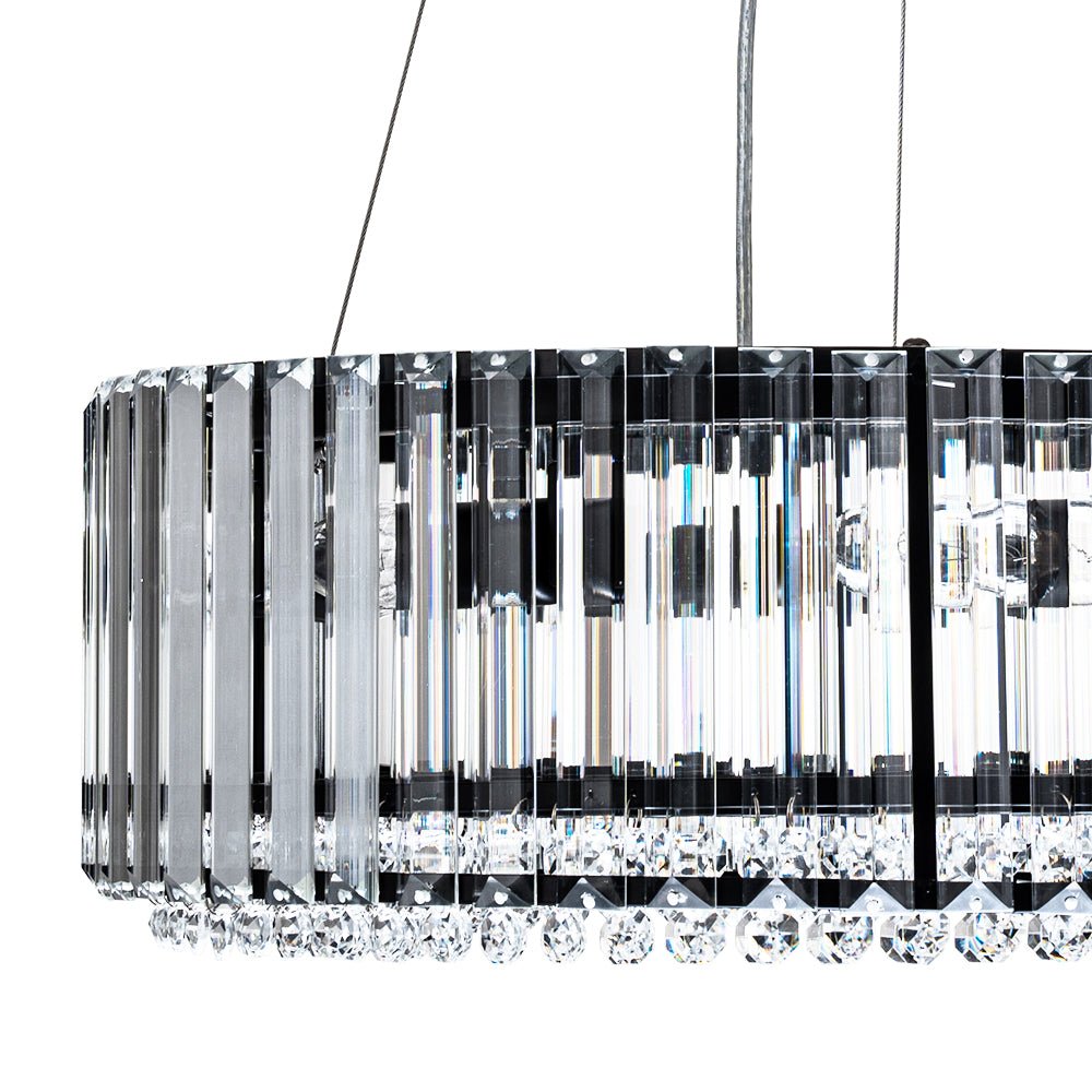 Six-Light Hanging Fixture with Faceted Crystals & Metal Frame for Dining Rooms, Entryways & Living Spaces – Adjustable Height, E14 Base, Gla | Thomler