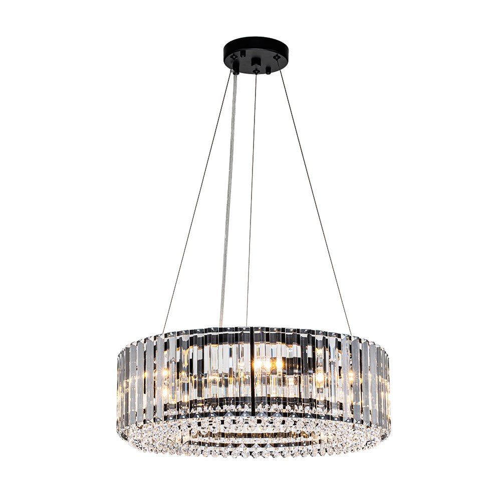 Six-Light Hanging Fixture with Faceted Crystals & Metal Frame for Dining Rooms, Entryways & Living Spaces – Adjustable Height, E14 Base, Gla | Thomler