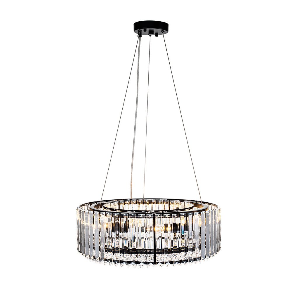 Six-Light Hanging Fixture with Faceted Crystals & Metal Frame for Dining Rooms, Entryways & Living Spaces – Adjustable Height, E14 Base, Gla | Thomler