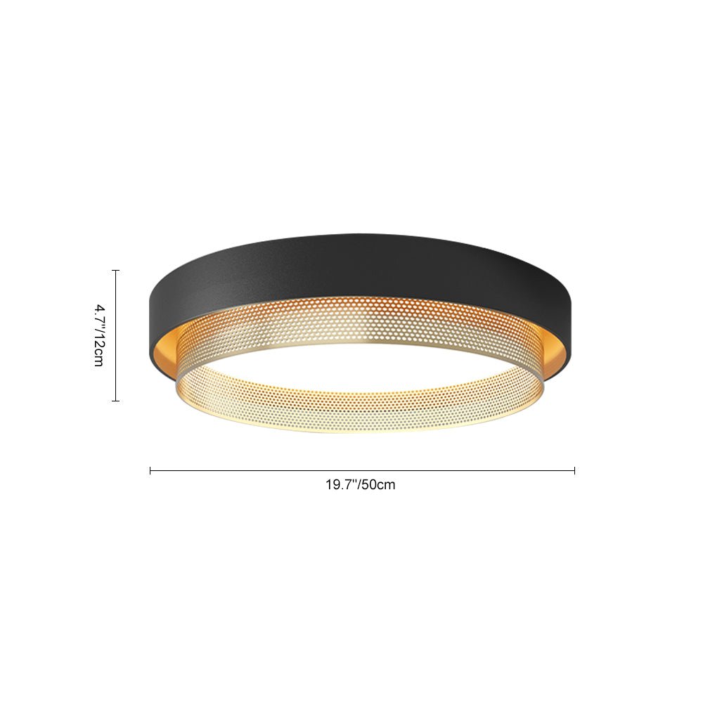 20-Zoll LED-Ring-Deckenleuchte, flache Montage, Metall, Schwarz oder Weiß, für Flur, Schlafzimmer, Wohnzimmer, moderne, flache, runde Leuchte, integriert | Thomler