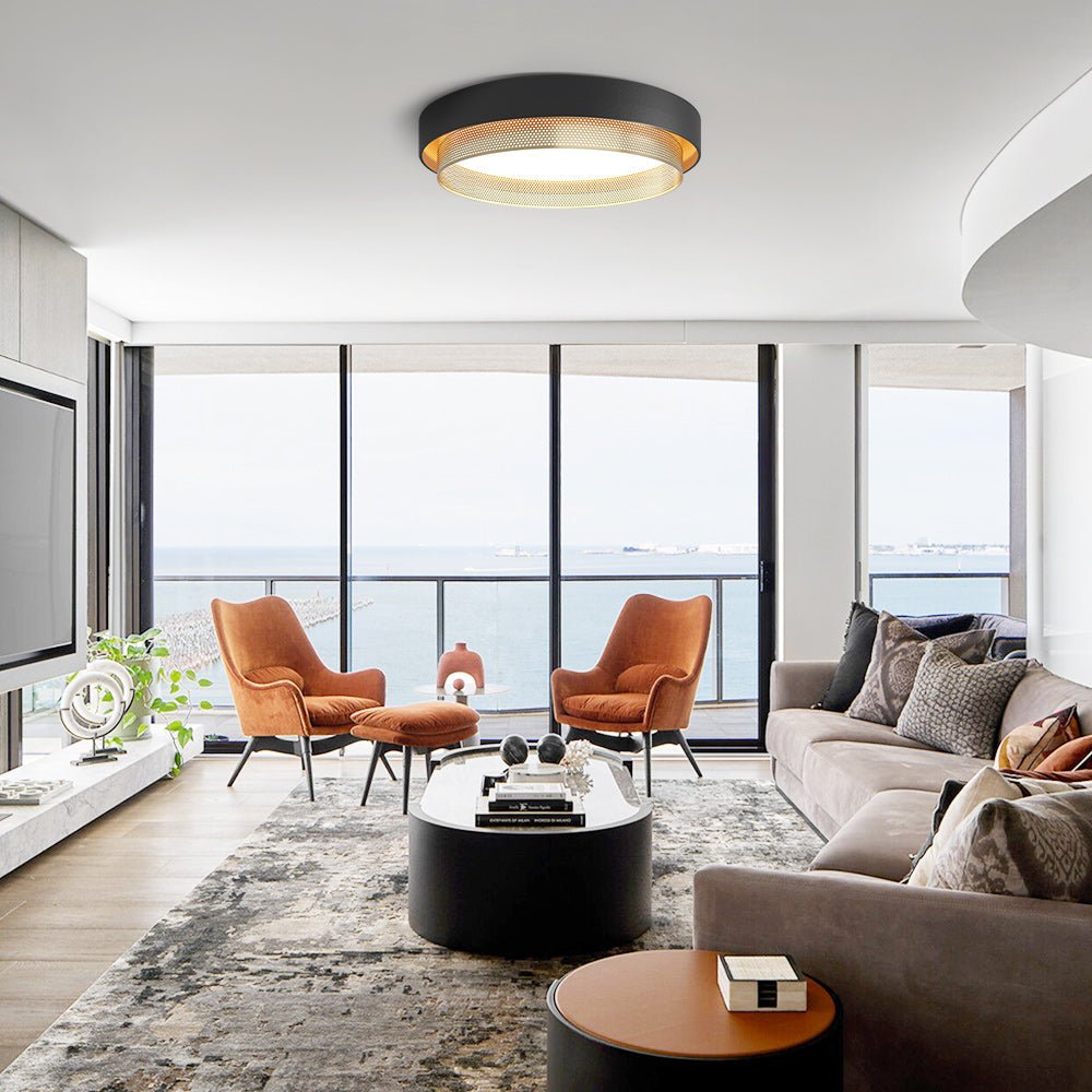 20-Zoll LED-Ring-Deckenleuchte, flache Montage, Metall, Schwarz oder Weiß, für Flur, Schlafzimmer, Wohnzimmer, moderne, flache, runde Leuchte, integriert | Thomler