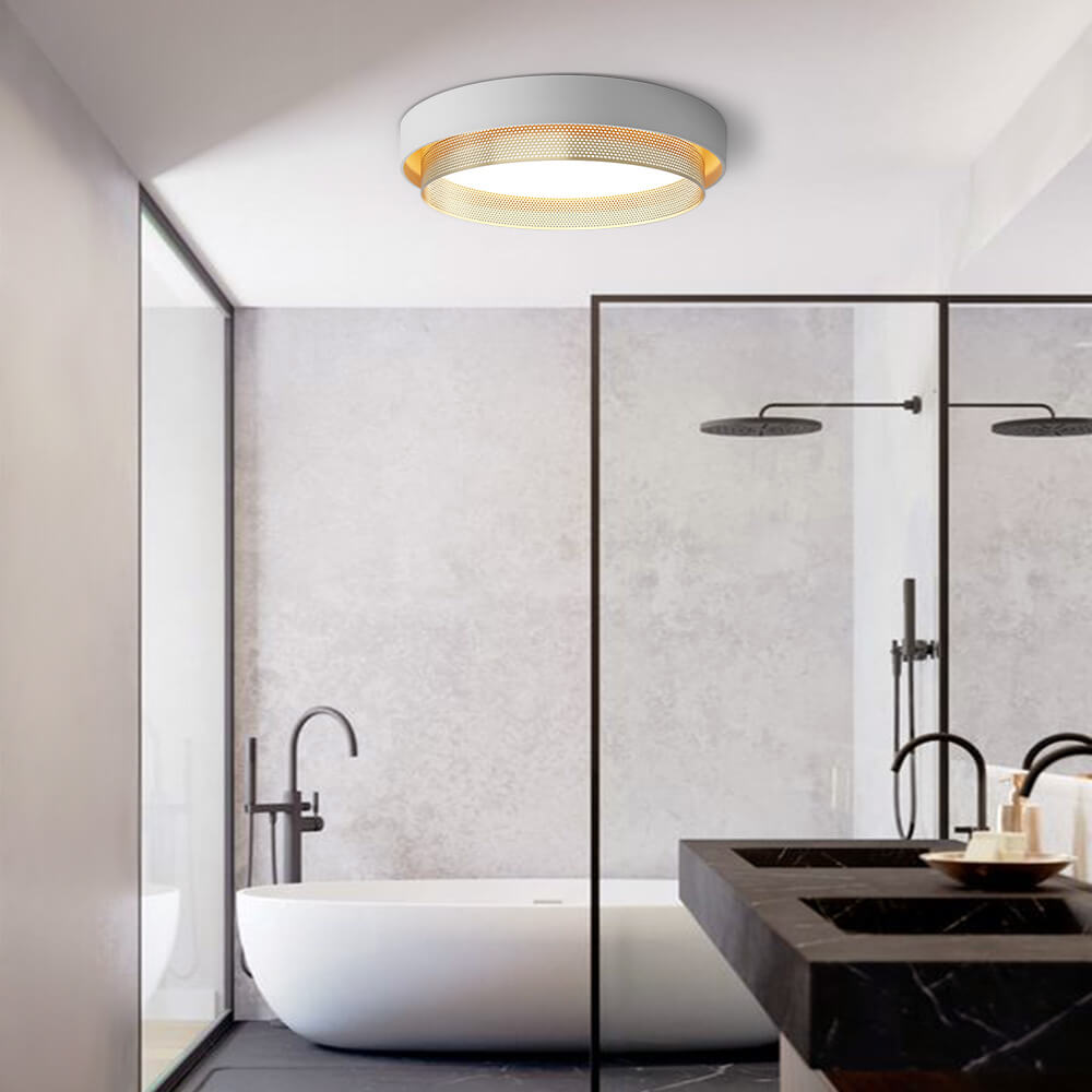 20-Zoll LED-Ring-Deckenleuchte, flache Montage, Metall, Schwarz oder Weiß, für Flur, Schlafzimmer, Wohnzimmer, moderne, flache, runde Leuchte, integriert | Thomler