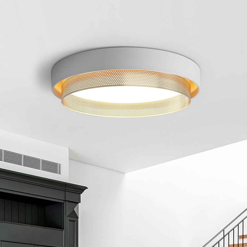 20-Zoll LED-Ring-Deckenleuchte, flache Montage, Metall, Schwarz oder Weiß, für Flur, Schlafzimmer, Wohnzimmer, moderne, flache, runde Leuchte, integriert | Thomler