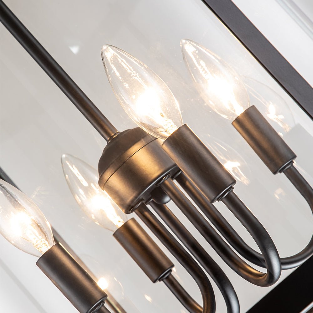 Glass Lantern Pendant Light 18-Inch Cylinder 4-Bulb Fixture Adjustable Chain Dining Table Kitchen Island Foyer Hanging Lamp E14 Socket Dimma | Thomler