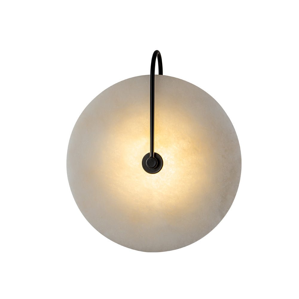 Moderne wandlamp met ronde marmer-look kap 5W LED zwart & wit voor slaapkamers, gangen, woonkamers, mid-century accentverlichting | Thomler