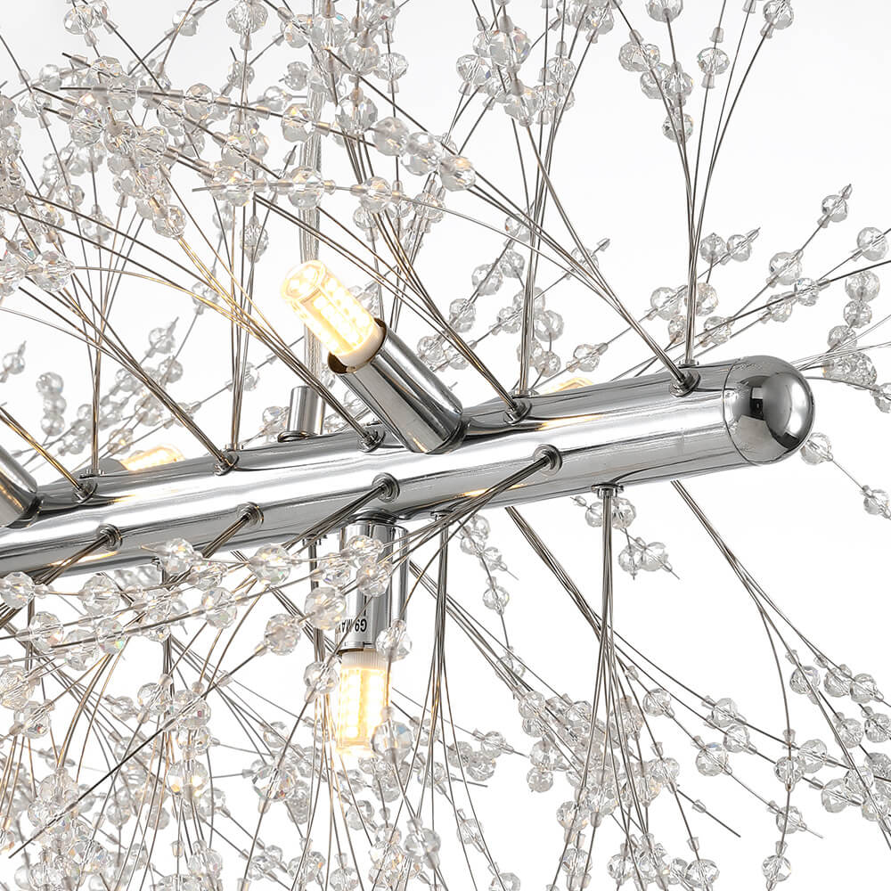 Lineaire kristallen kroonluchter 36-inch 12-lichts goud chroom afwerking voor eetkamer kookeiland eigentijds plafondarmatuur modern verstelbaar | Thomler