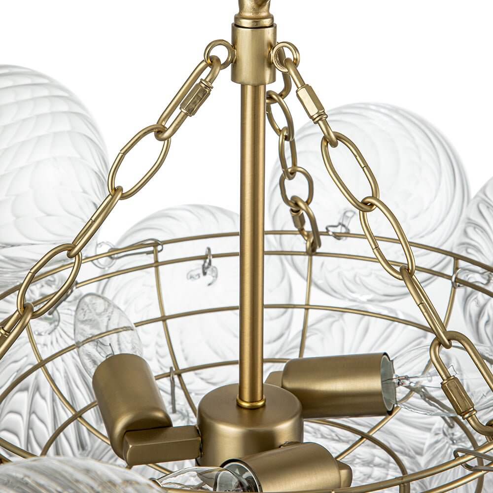 Multi-Globe Glass Chandelier Brass Finish Adjustable Height Ceiling Light for Dining Room Kitchen Island Modern Sphere Lighting Fixture 3 or | Thomler