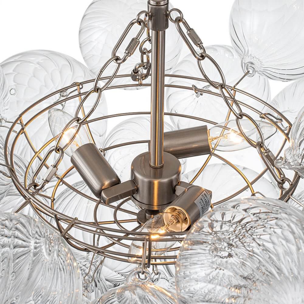 Multi-Globe Glass Chandelier Brass Finish Adjustable Height Ceiling Light for Dining Room Kitchen Island Modern Sphere Lighting Fixture 3 or | Thomler