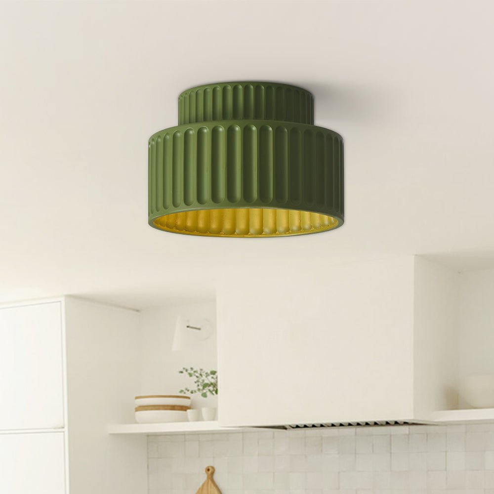 Dimmbare flache Deckenleuchte für Schlaf- und Wohnzimmer, geripptes Kunstharz, 23 cm, skandinavisch-japanisch inspiriert, sanfte Deckenbeleuchtung, L | Thomler