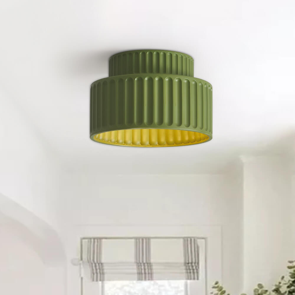 Dimmbare flache Deckenleuchte für Schlaf- und Wohnzimmer, geripptes Kunstharz, 23 cm, skandinavisch-japanisch inspiriert, sanfte Deckenbeleuchtung, L | Thomler