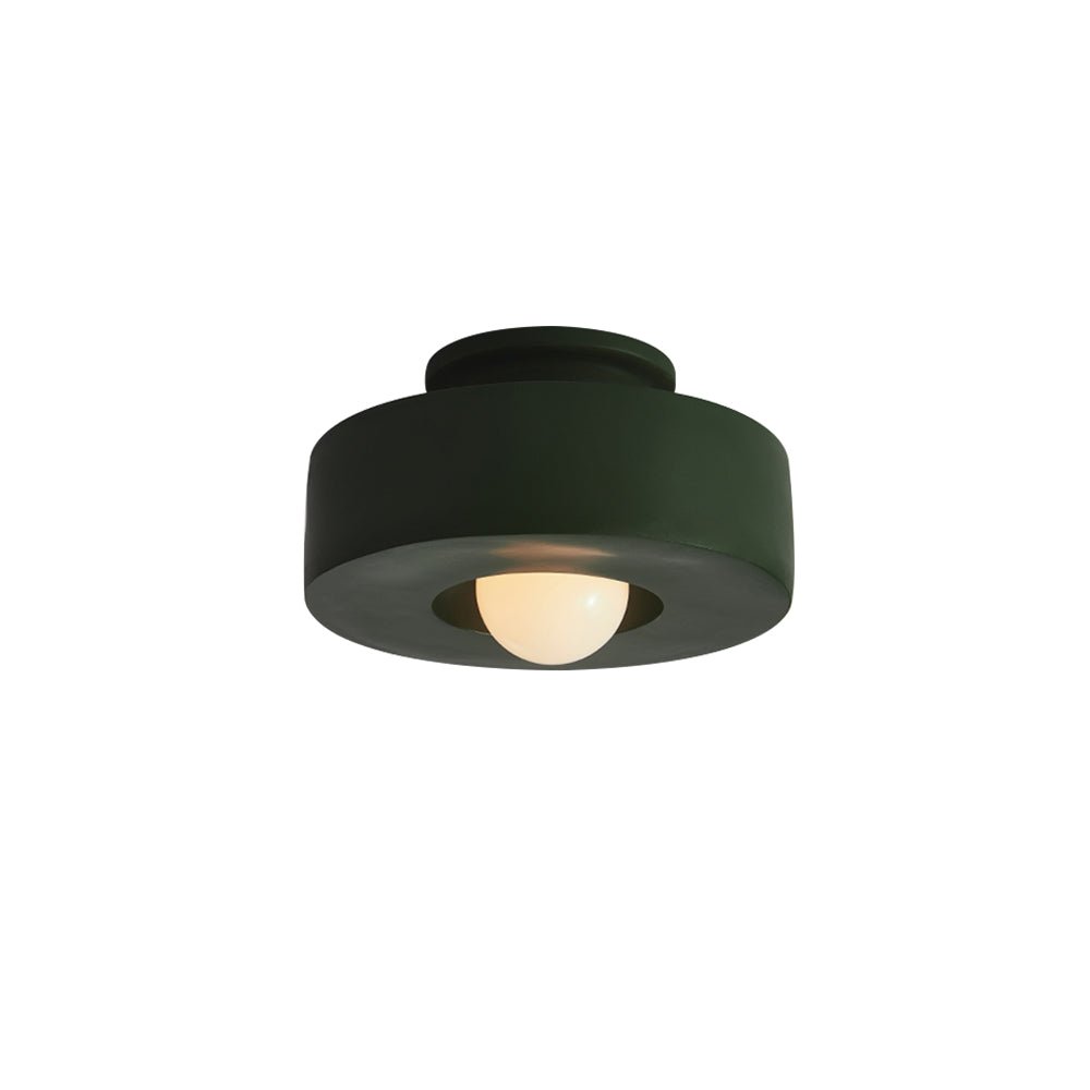 Flush Mount Drum Fixture 12-Inch Resin Shade Adjustable Brightness for Bedroom Den Hallway Low Profile 6-Inch Height Minimalist Japanese Sty | Thomler