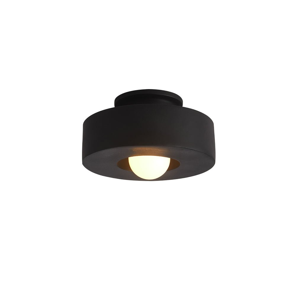 Flush Mount Drum Fixture 12-Inch Resin Shade Adjustable Brightness for Bedroom Den Hallway Low Profile 6-Inch Height Minimalist Japanese Sty | Thomler
