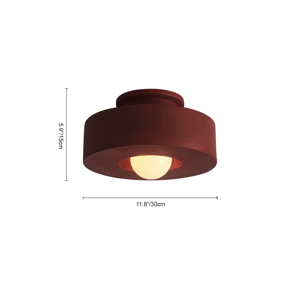 Flush Mount Drum Fixture 12-Inch Resin Shade Adjustable Brightness for Bedroom Den Hallway Low Profile 6-Inch Height Minimalist Japanese Sty | Thomler
