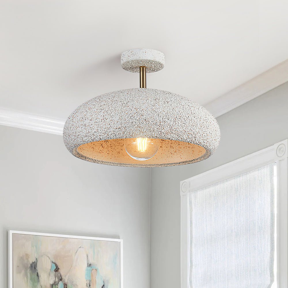 Semi-Flush Mount Dome Light Fixture 14 in Textured Metal Dimmable Overhead Lighting for Bedroom Living Room Kitchen Hallway Low Ceiling Nord | Thomler