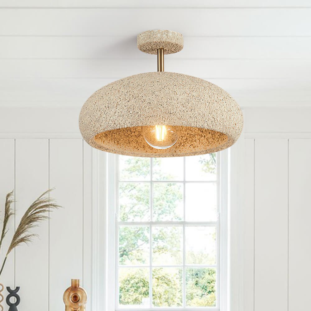 Semi-Flush Mount Dome Light Fixture 14 in Textured Metal Dimmable Overhead Lighting for Bedroom Living Room Kitchen Hallway Low Ceiling Nord | Thomler