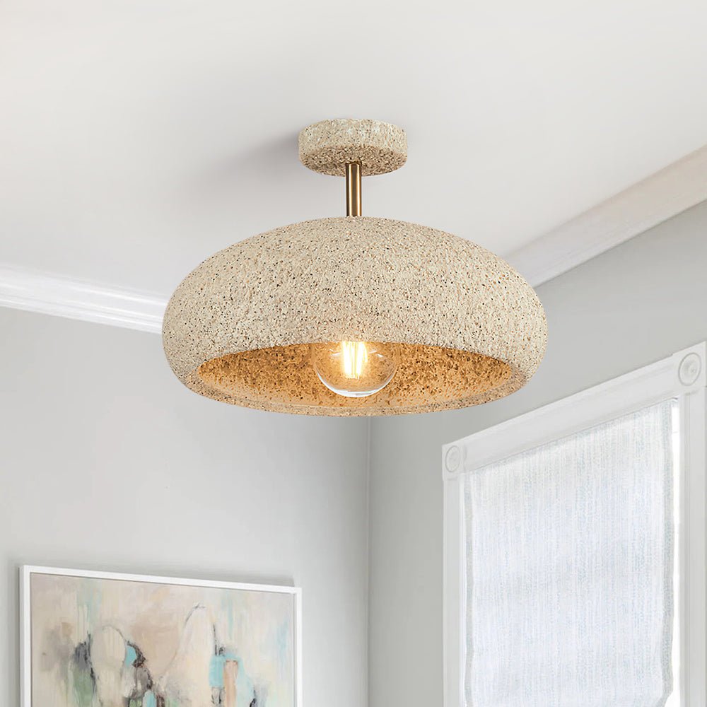 Semi-Flush Mount Dome Light Fixture 14 in Textured Metal Dimmable Overhead Lighting for Bedroom Living Room Kitchen Hallway Low Ceiling Nord | Thomler