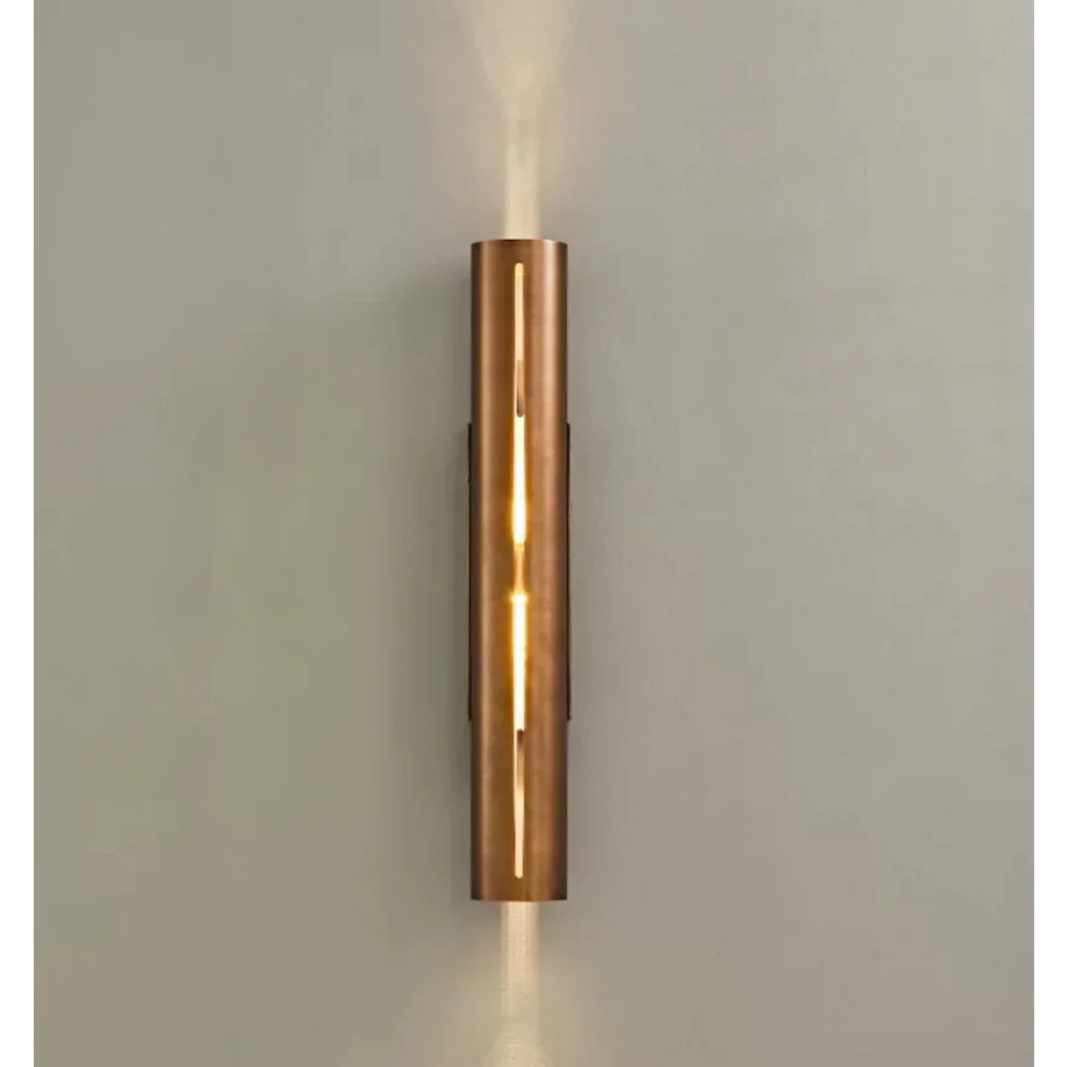 Copper Sconce Bronze Finish 14 in Vertical Slit Warm White Up Down Lighting for Hallways Bedrooms Contemporary Modern Indoor Metal Fixture | Thomler